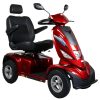 Rode Scootmobiel Drive Bluster ST6D, 4-wiel, luxe verstelbare stoel met armleuningen en grote luchtbanden voor stabiel rijcomfort.