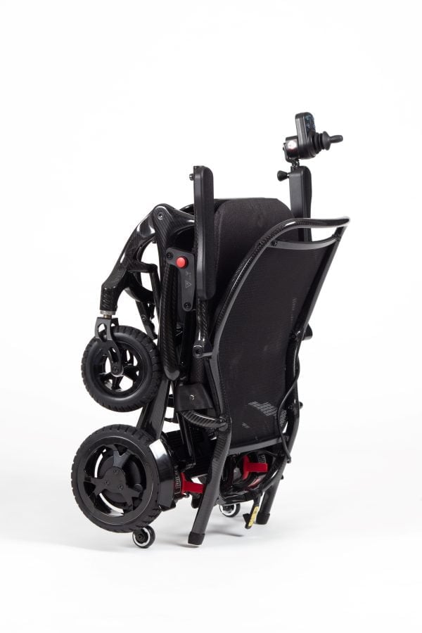 Elektrische rolstoel Airfold van het merk Drive medical opvouwbaar binnen enkele seconden, ingeklapt