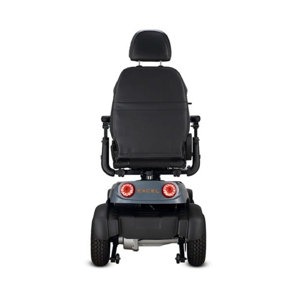 Scootmobiel Excel Galaxy Compact II EVO in de kleur donkergrijs. Dit is de achterzijde.
