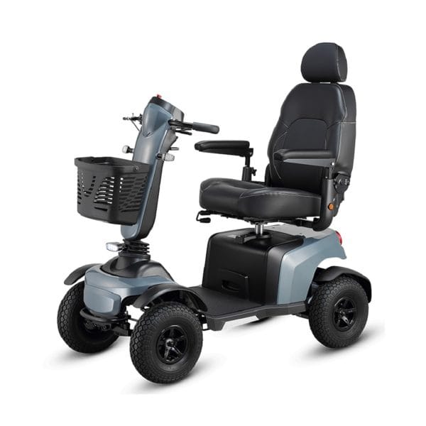 Scootmobiel Excel Galaxy Compact II EVO in de kleur donkergrijs. Dit is de zijzijde.