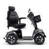 Scootmobiel Vermeiren Carpo 4D in antracietgrijs, zijaanzicht met draaibare comfortstoel en boodschappenmand.