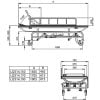 Linido douchebrancard, hydraulisch met 2 geremde wielen. met de afmetingen.
