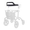 Zwarte rugsteun voor Saljol Allround rollator, accessoire van 75 cm lengte, gemonteerd op rollatorframe.