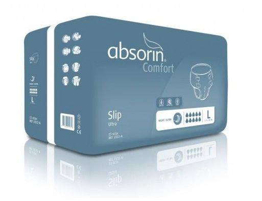 De Absorin Comfort Slip Night Ultra is geschikt voor extra veel urineverlies en ontlastingsverlies gedurende de nacht.