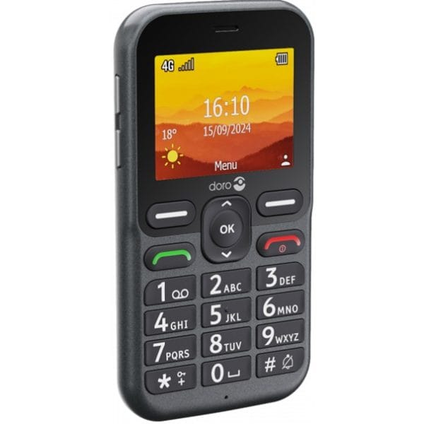 Doro leva L10 telefoon in de kleur antraciet. Met grote toetsen voor eenvoudige bediening.