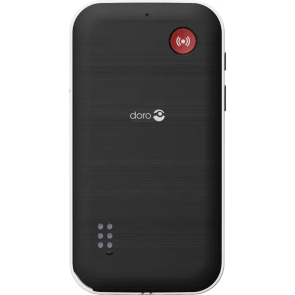 Achterzijde Leva X10 telefoon van Doro. Uitgerust met assistentieknop met GPS-functie.