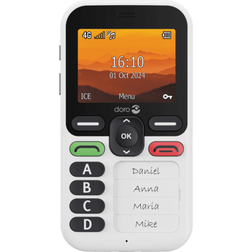 Doro leva X10 telefoon met eenvoudige bediening in de kleur zwart met wit