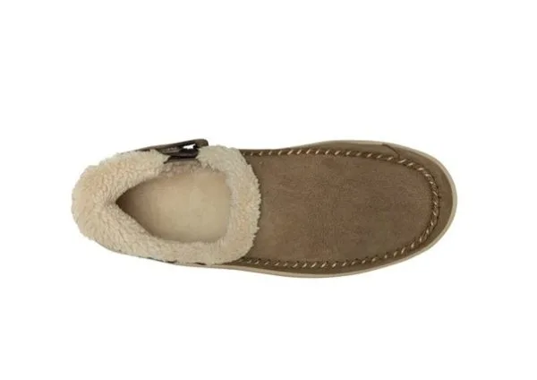 Bovenzijde van bruine Lorin mocassin.