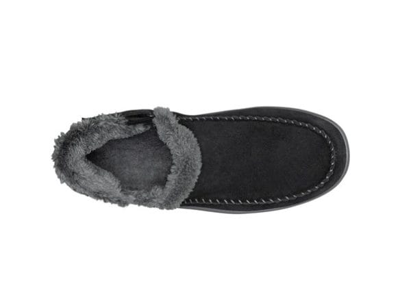 Zwarte Lorin moccasin van orthofeed met eenvoudige instap en warme voering.