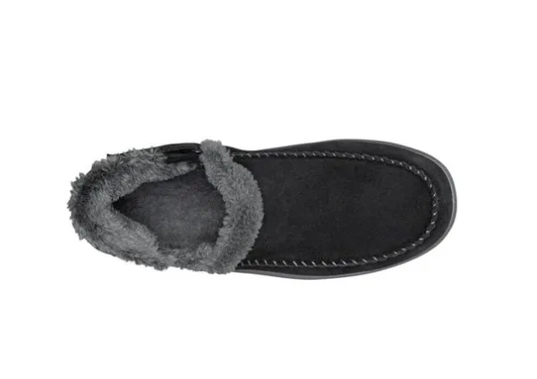 Zwarte Lorin moccasin van orthofeed met eenvoudige instap en warme voering.