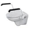 Toiletbeugelset met armleuningen, compleet met wc bril en deksel. Te verkrijgen in RVS of Wit.