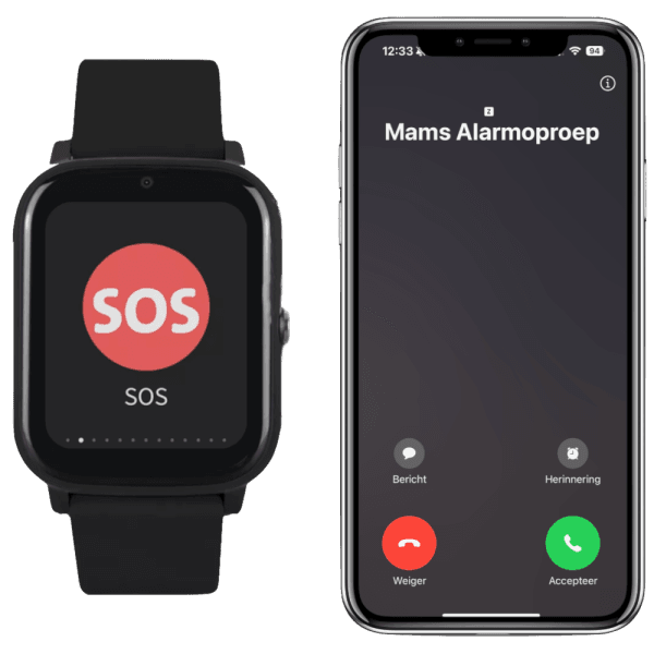 Alarmhorloge LifeWatcher Prime is geschikt om te alarmeren, bellen en videobellen.
