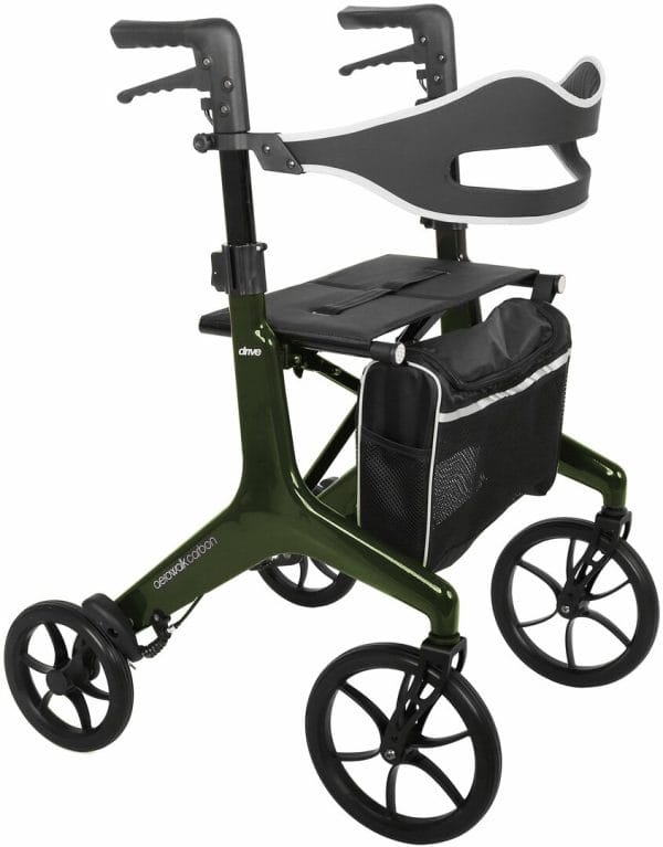 De Rollator Carbon Aerowalk van het merk Drive in de kleur groen