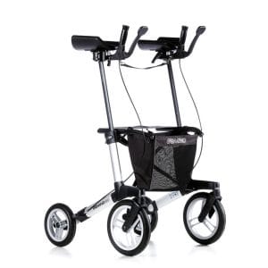 De Gemino 60 Walker is een lichtgewicht buiten rollator met elleboogondersteuning.