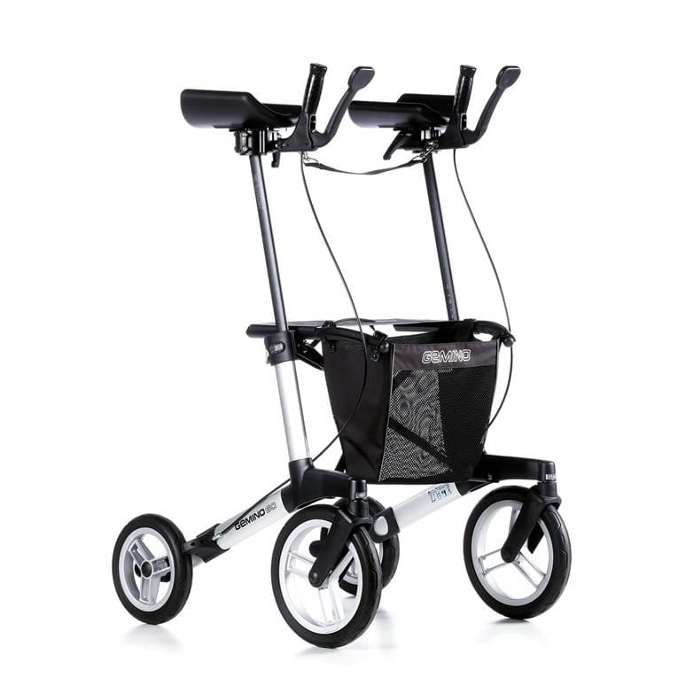 De Gemino 60 Walker is een lichtgewicht buiten rollator met elleboogondersteuning.