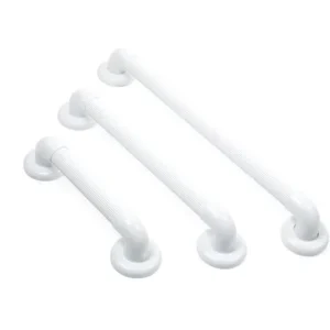 Wandbeugel Vitility voor douche en toilet, vogelperspectief; set van 30/45/60 cm met geribbelde antislip greep, wit.