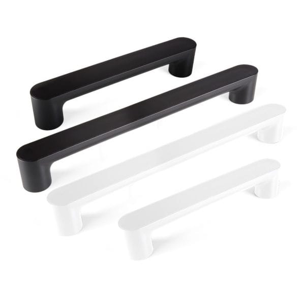 Zijaanzicht van Vitility ID Wandbeugel in Charcoal Black en Pearl White, 35 of 55 cm; slank design met afgeronde uiteinden.