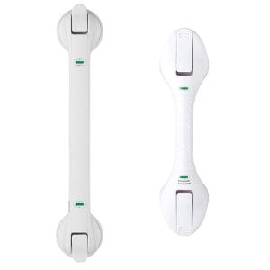 Wandbeugel met zuignap – Vitility: twee varianten frontaal, recht en ergonomisch met groene vacuümindicator, 40 of 49 cm