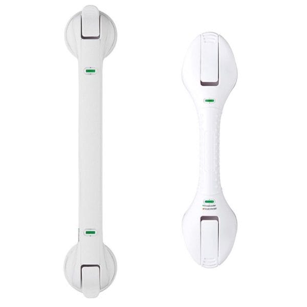 Wandbeugel met zuignap – Vitility: twee varianten frontaal, recht en ergonomisch met groene vacuümindicator, 40 of 49 cm