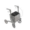 Zithoes voor Rollz Air Rollator – bovenaanzicht van rollator met zwart zitkussen en opbergvak, lichtgewicht vierwielmodel.