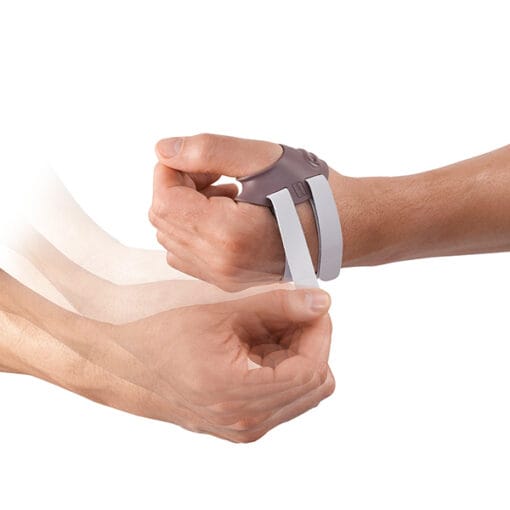 Duimbrace Push Sports CMC links in grijs-bruin kunststof met twee sluitbanden om duimbasis en hand