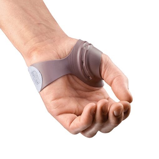 Duimbrace Push Sports CMC links in grijs-bruin kunststof met twee sluitbanden om duimbasis en hand