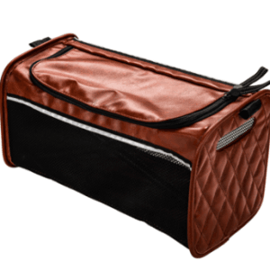 Bruin PU-leren opbergtas met rits en zwarte gaaszijde voor onder de zitting van een Trive rollator