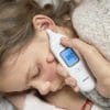 Kindvriendelijke Omron Gentle Temp 533 oorthermometer meet 38,0 °C bij slapend kind