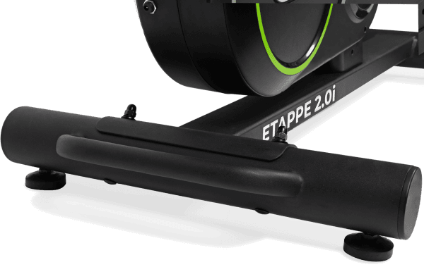 VirtuFit ETAPPE 2.0i indoor cycle bike stabilisator met transportwielen en stevige antislip doppen voor stabiele plaatsing.