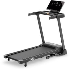 Zwarte VirtuFit TR100i loopband model 2026 met display en armsteunen voor thuisfitness.