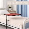 Bedleestafel Canterbury naast bed met rood blad en zwart frame, stabiel oppervlak voor lezen, eten en dagelijks gebruik