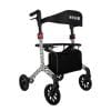 Lichtgewicht Rio rollator met rugsteun, luxe tas en zebraprint frame op witte achtergrond