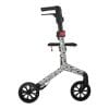 Rollator Rio met zwart-witte zebraprint, drie wielen en verstelbare handgreep op witte achtergrond