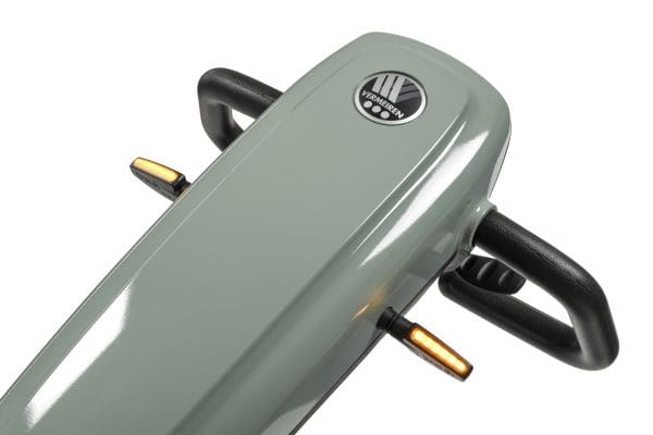 Bovenaanzicht van de Vermeiren EON scootmobiel met LED-richtingaanwijzers en grijze afwerking