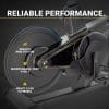 Zwarte Flow Fitness Perform S2i spinningfiets met zichtbaar 15 kg vliegwiel, onderhoudsvrije V-riem en pedalen voor thuisgebruik